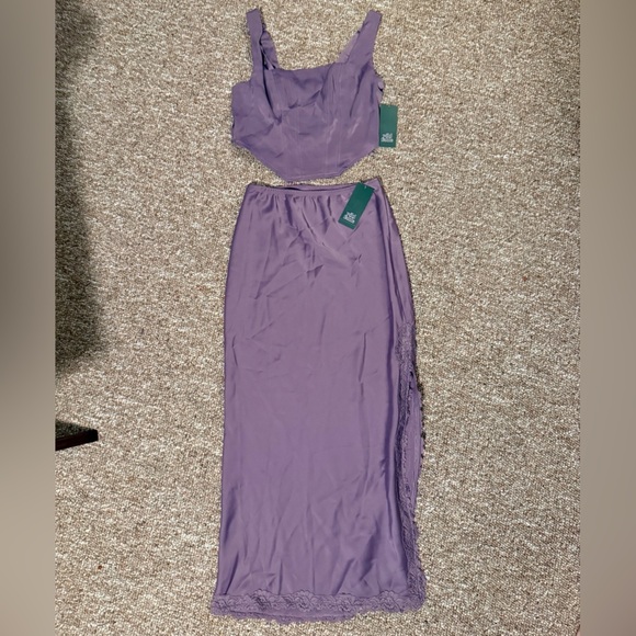 wild fable Dresses & Skirts - Wild Fable Lavender Women XS/XXS Set Skirt Top Slip Lace Spring Club Sexy
